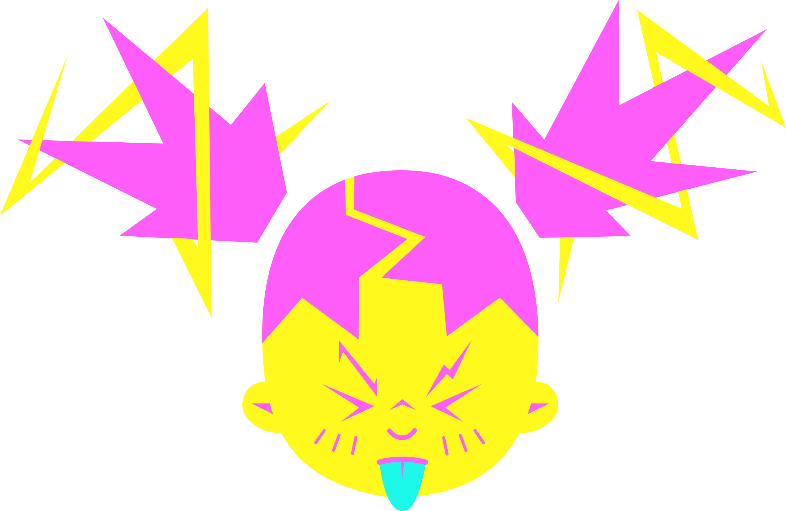 Fabbrica Elettrica logo: a grinning face with lightning-bolt pigtails